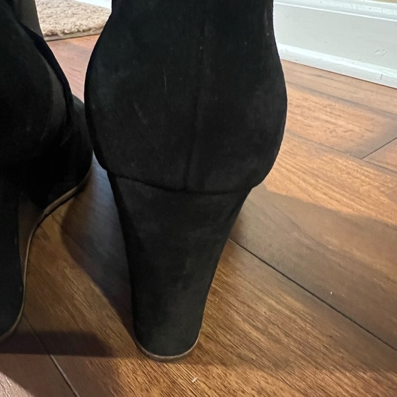 UGG Taleen Black Suede Strappy Mid-Calf Wedge Heeled Boots Women's Size 8.5 - Picture 4 of 12
